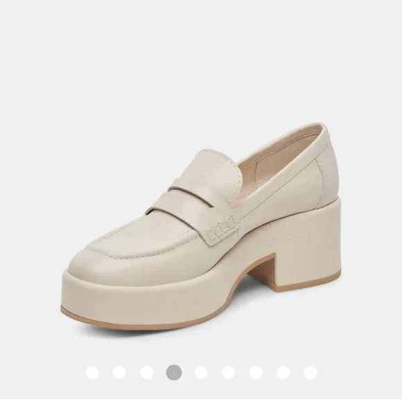 New! Dolce Vita Yanni Platform Leather Penny Loafer Cream - Picture 4 of 12